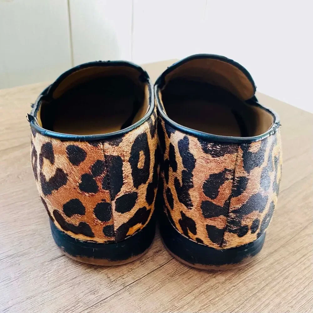 Franco Sarto Leopard Print Calf Hair Loafers Women's Flats Animal Print 8.5